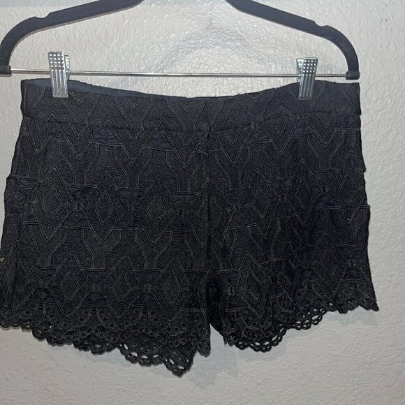 MAJE Black Heavy Lace Dress Shorts - Zip Front - Fully Lined - EU Size 38 = US 6 - Picture 1 of 11